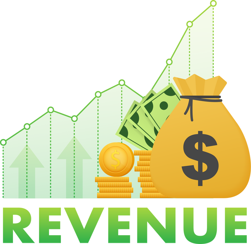 Revenue growth increasing graph. High interest rate. Vector stock illustration.